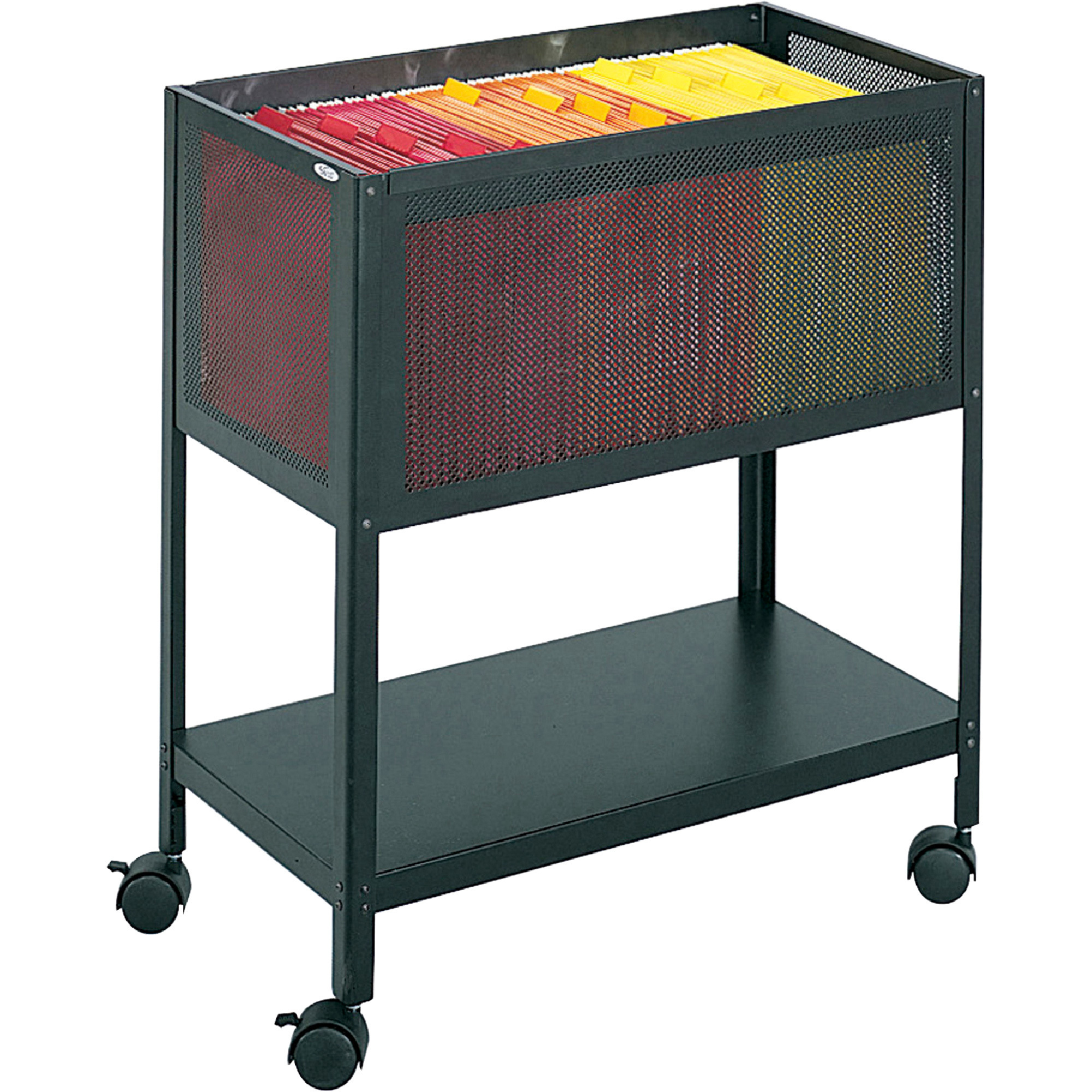 Safco Open-Top Mesh Tub File Cart, Black, 13 1/2in.W x 24 1/4in.D